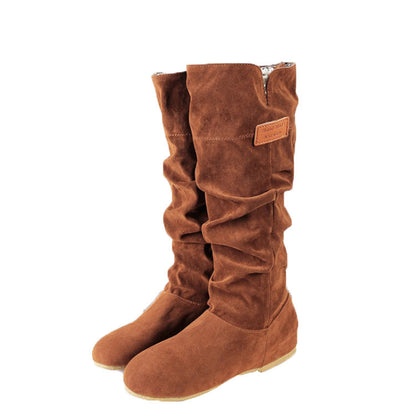 Damen Stiefel Kniehoch Faltenlook Elegant Schwarz - BerlinGlamour