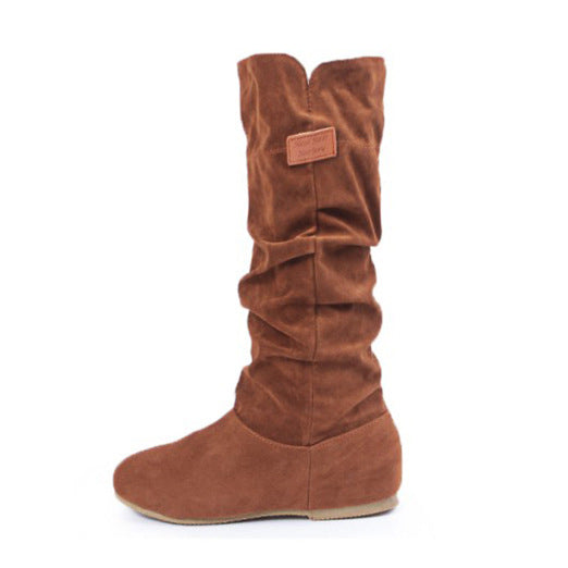 Damen Stiefel Kniehoch Faltenlook Elegant Schwarz