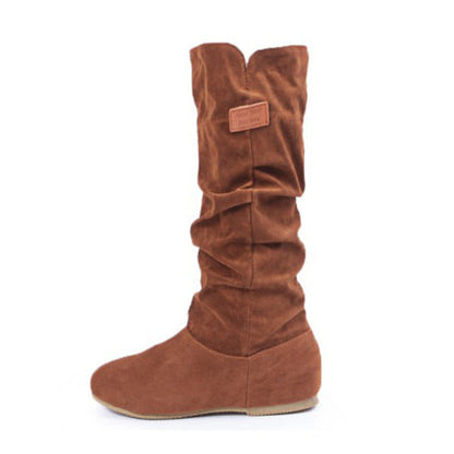 Damen Stiefel Kniehoch Faltenlook Elegant Schwarz