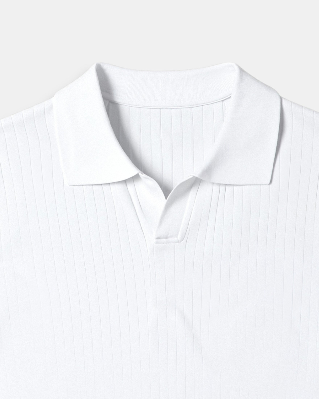 Herren Poloshirt Slim Fit Rippstrick Offener Kragen