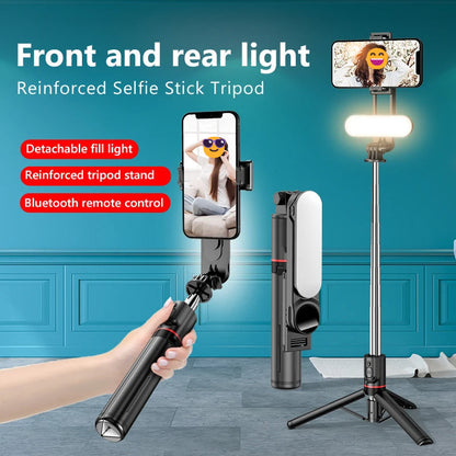 Faltbarer Selfie Stick mit LED Beleuchtung Stativ