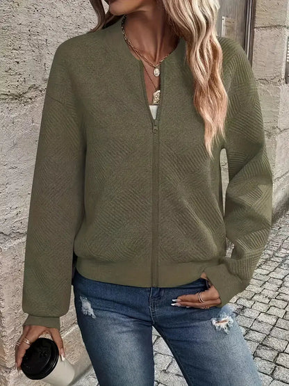 Damen Strickjacke Mit Reißverschluss und Struktur Modern