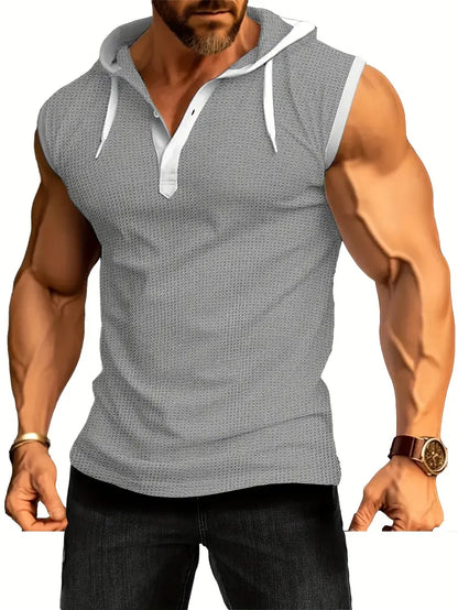 Herren Sportshirt Ärmellos Kapuzenpullover Sportlich