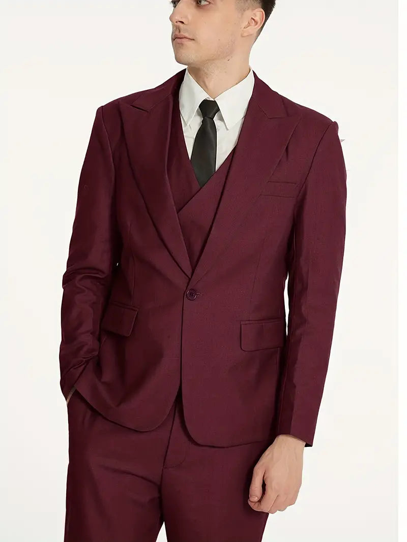 Herren Anzug Set 3-teilig Business Blazer Hose Weste