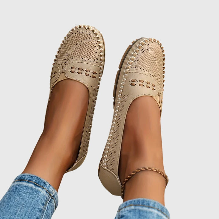 Damen Loafer Schuhe Lässig Perforiert Bequem