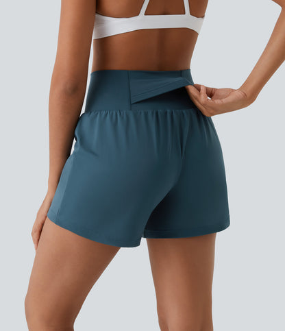 Yoga-Shorts 2-in-1 Multifunktionshose mit Taschen