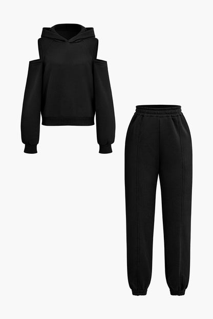 Sportliches Hoodie-Set Damen Cut-Outs Trendy