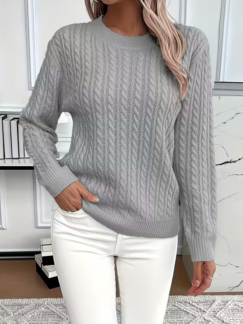Damen Strickpullover Zopfmuster Weich Warm Winter