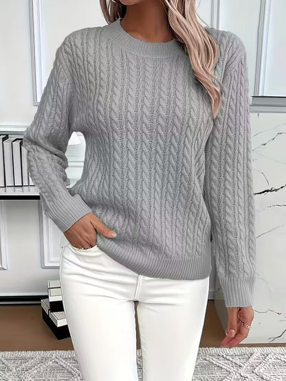 Damen Strickpullover Zopfmuster Weich Warm Winter