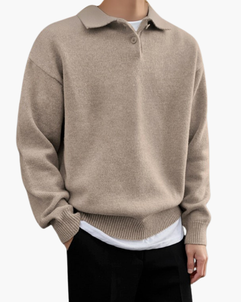 Herren Strickpullover Warm aus Wolle mit Polokragen - BerlinGlamour