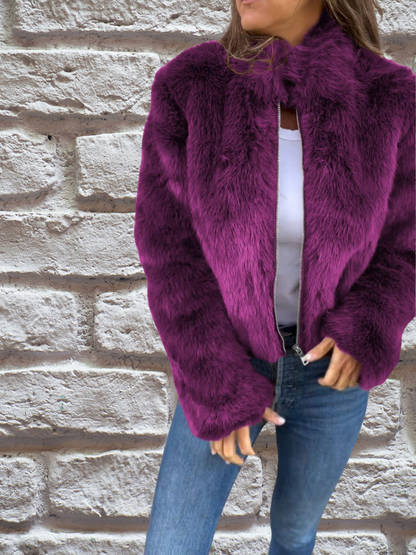 Kunstpelzjacke Warm Mit Reißverschluss Modern