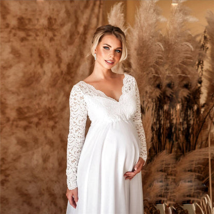 Schwangere Maxikleid Elegant Spitze Lang