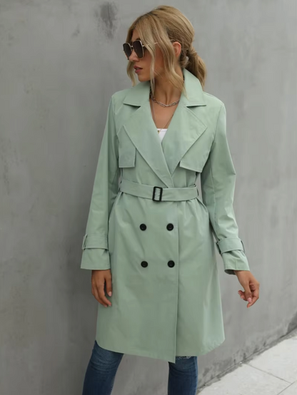 Damen Trenchcoat Doppelreihig Klassisch Modern