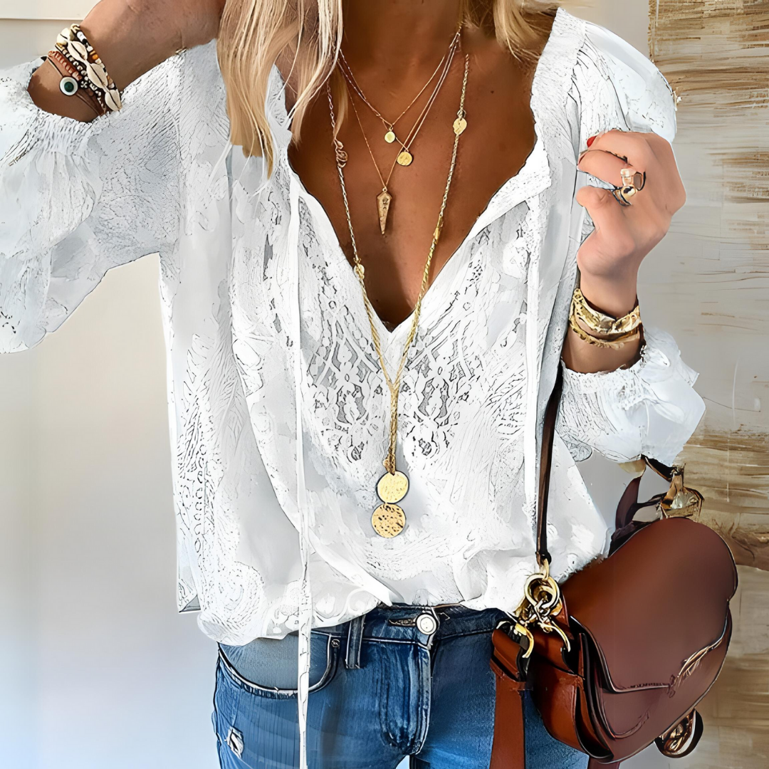 Boho Bluse für Frauen Gehäkelt Sommer