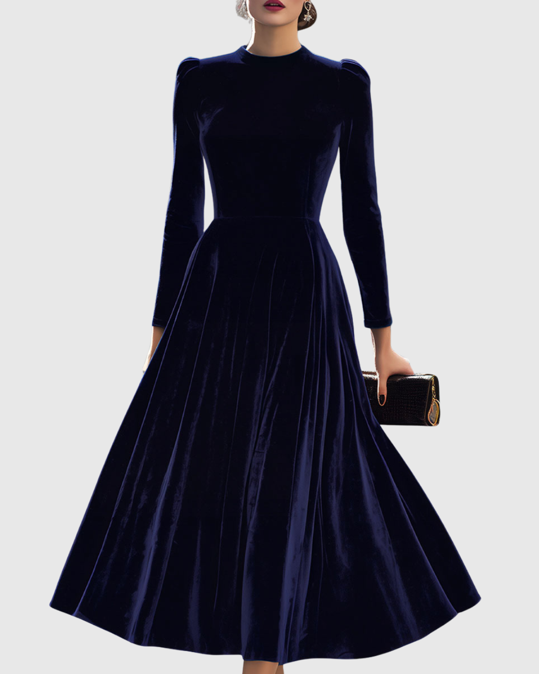 Samt Midikleid Elegant Damenkleid Partykleid - BerlinGlamour