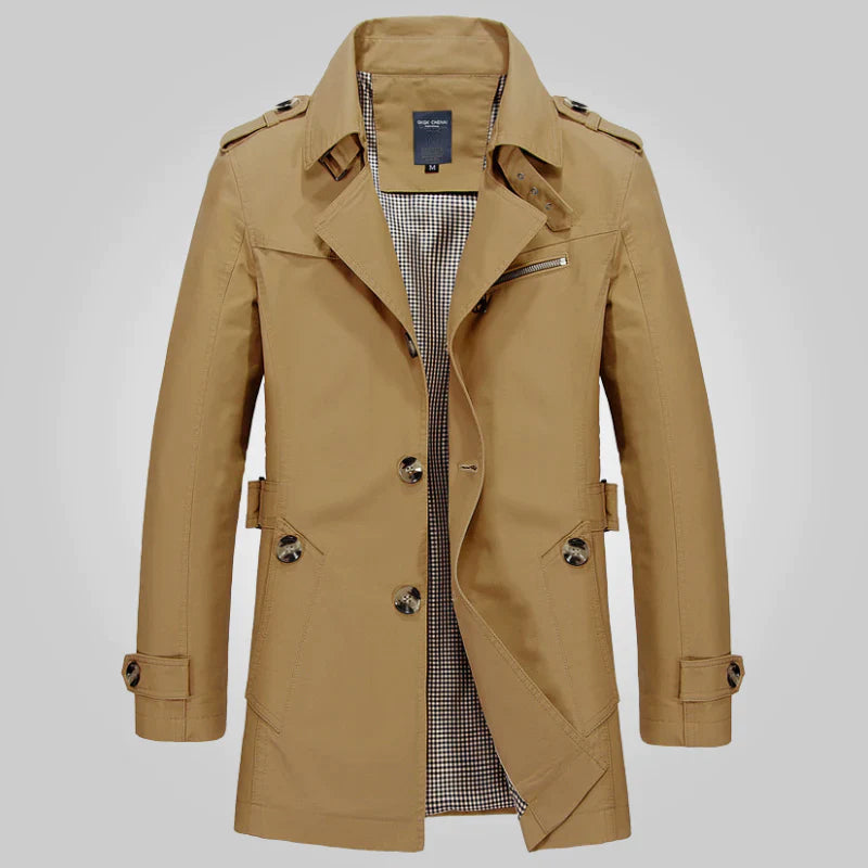 Eleganter Herren Trenchcoat Modern Schwarz