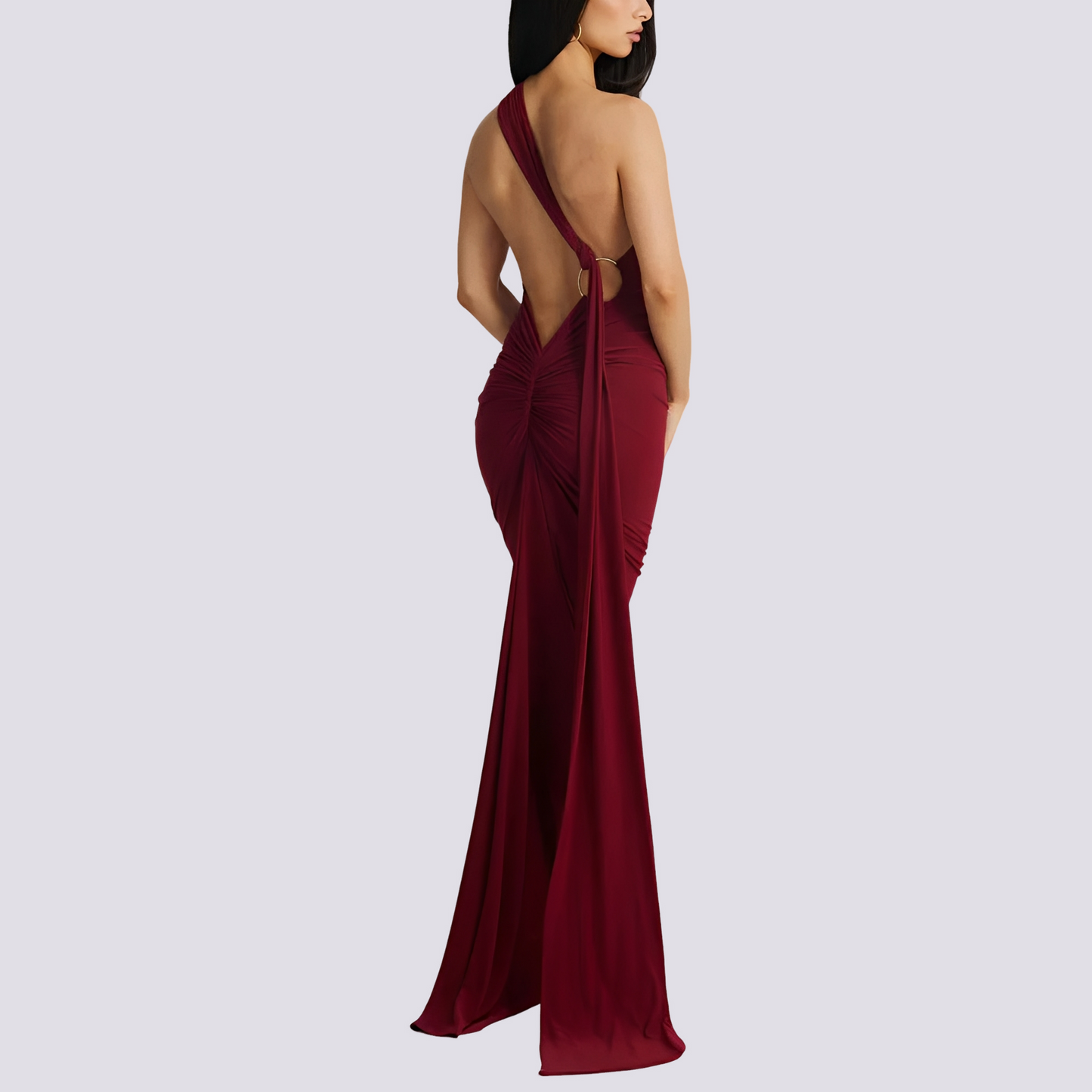 Rückenfreies Plisseekleid Damen Elegant Sommerkleid