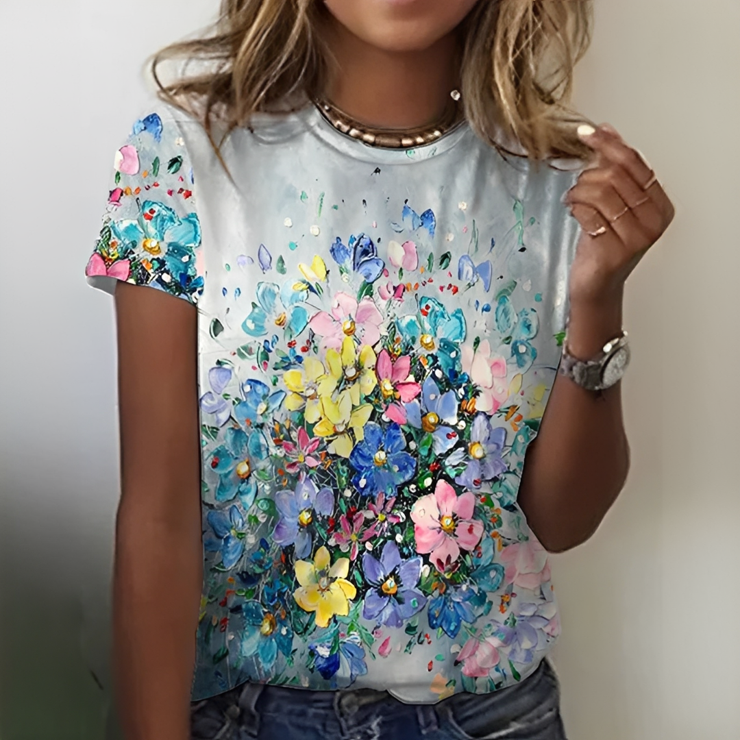Damen T-Shirt Sommerleicht Modisch Elegant