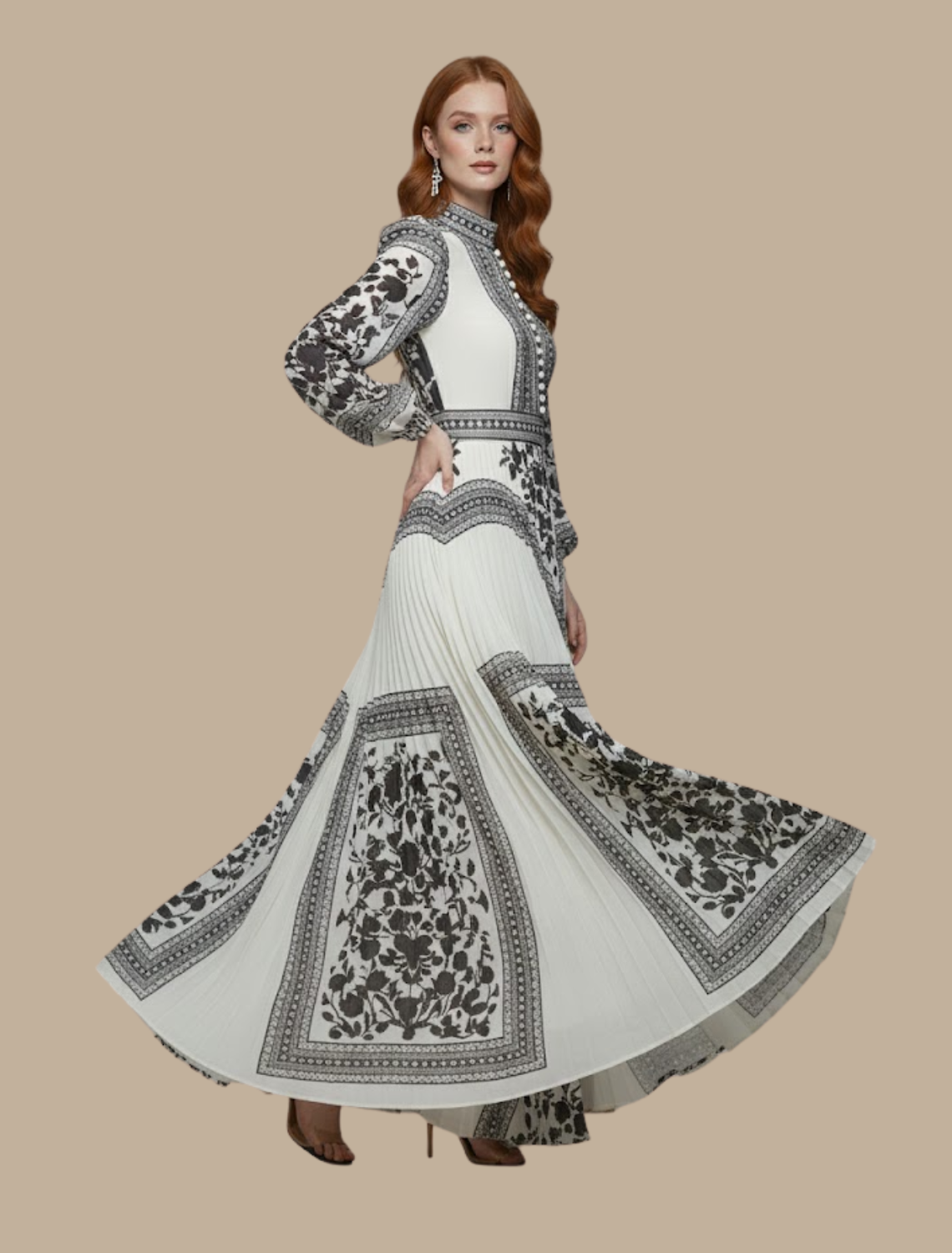 Damen Maxi-Kleid Plissiert Abendkleid Lang