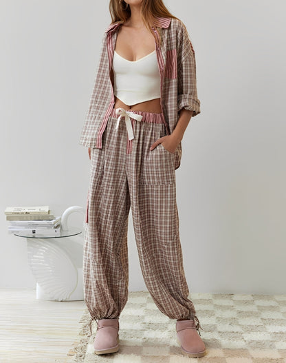 Damen Pyjama Set Bequem Lässig Baumwolle