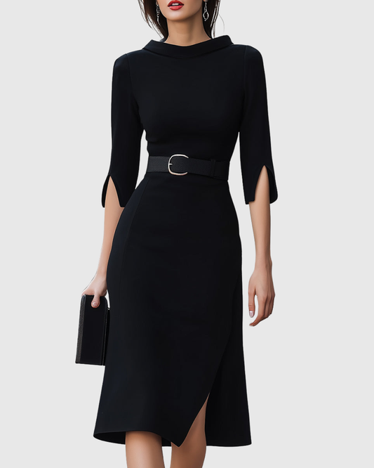 Elegante Midi Robe Minimalistisch Damenkleid - BerlinGlamour