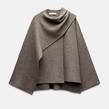 Elegantes Damencape mit Schaloptik Asymmetrisch Modern - BerlinGlamour
