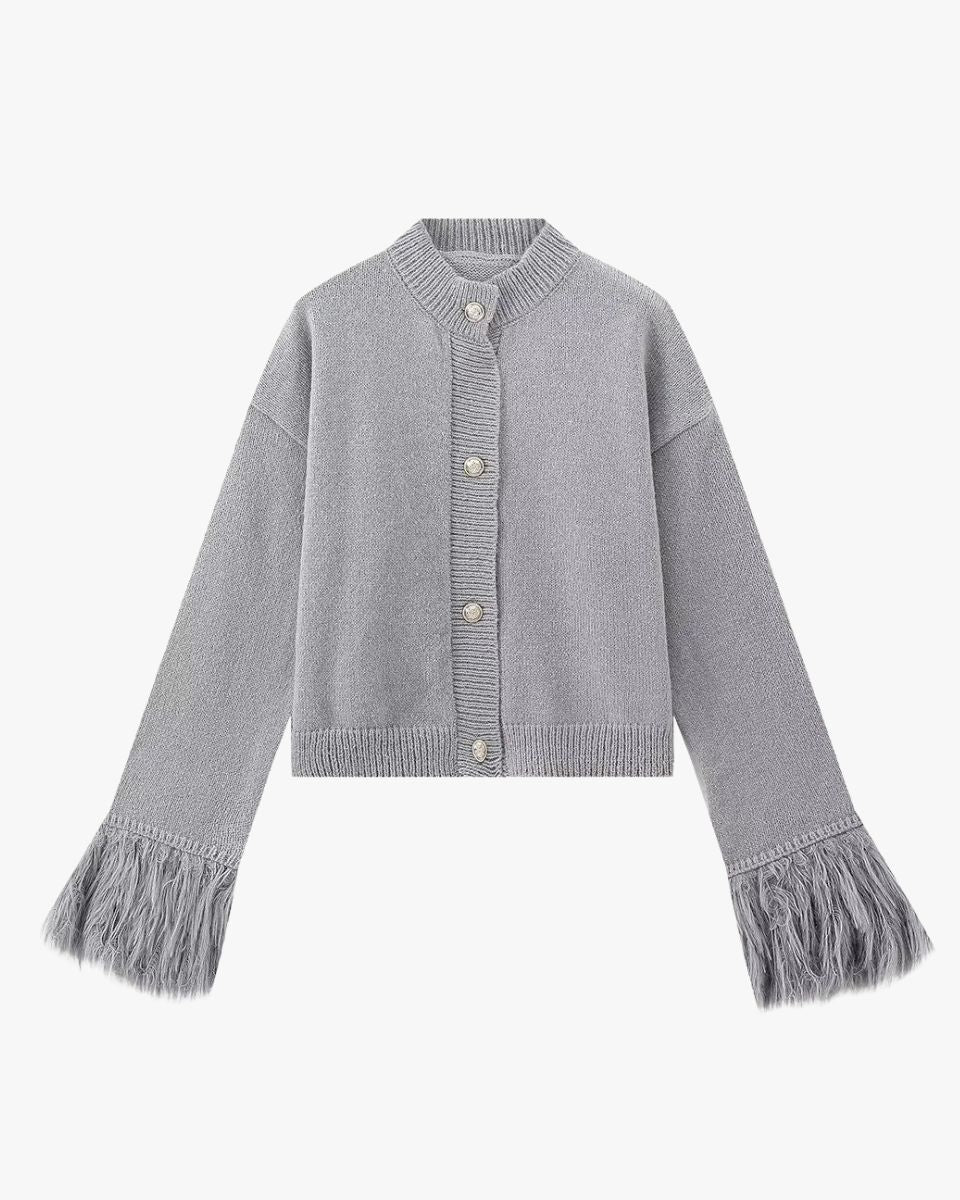Strickjacke Damen mit Knöpfen und Puffärmeln