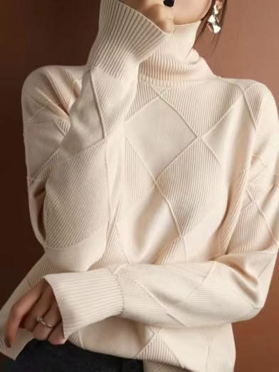 Rollkragenpullover 3D Rhombus Muster Modern - BerlinGlamour
