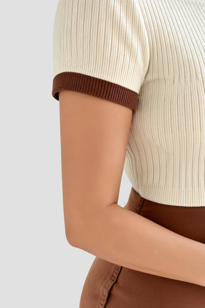 Polo Hemd Gestrickt Kragen Blockfarben Relaxed Fit