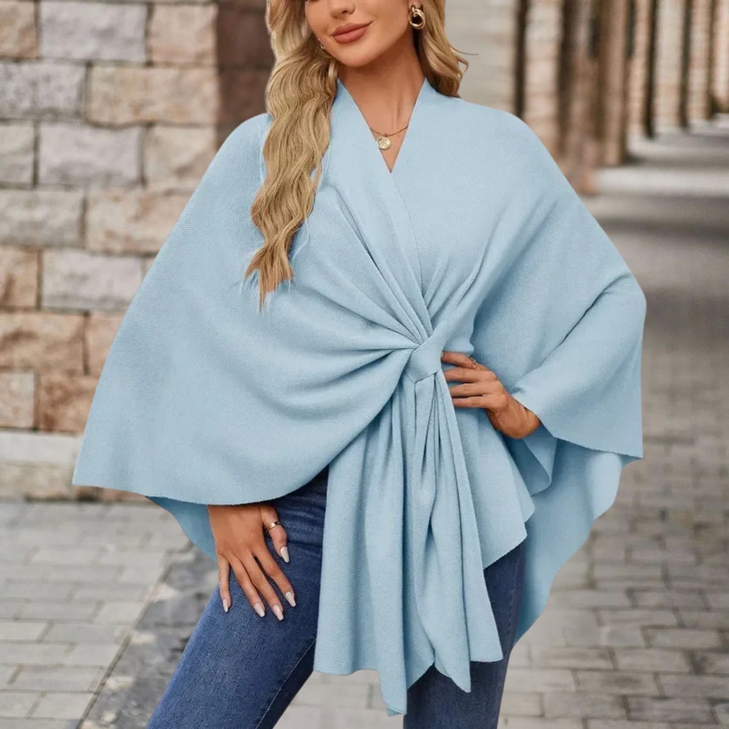 Damen Oberteil Cape Style mit Vordere Knoten Detail