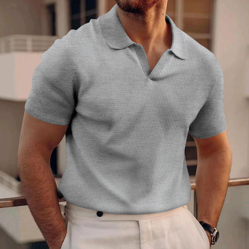 Herren Poloshirt Waffeloptik Lässig Modern