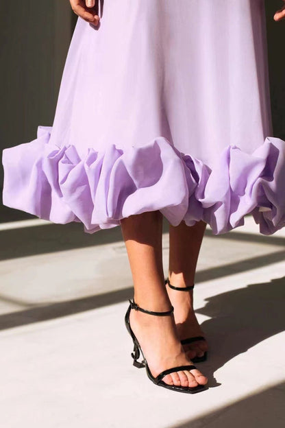 Elegantes Damenkleid für Hochzeitsgäste mit Rüschen