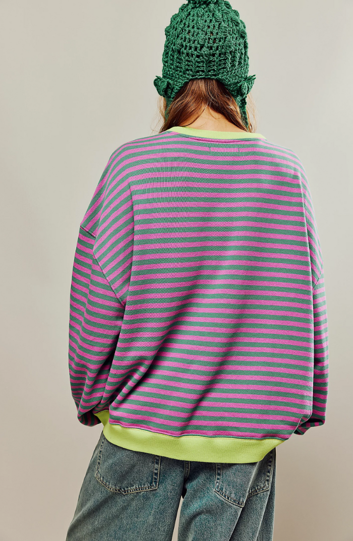 Damen Sweatshirt Streifen Kontrast Akzente Modern - BerlinGlamour