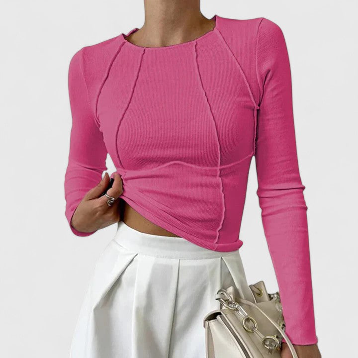 Damen Langarmshirt Enganliegend Slim Fit