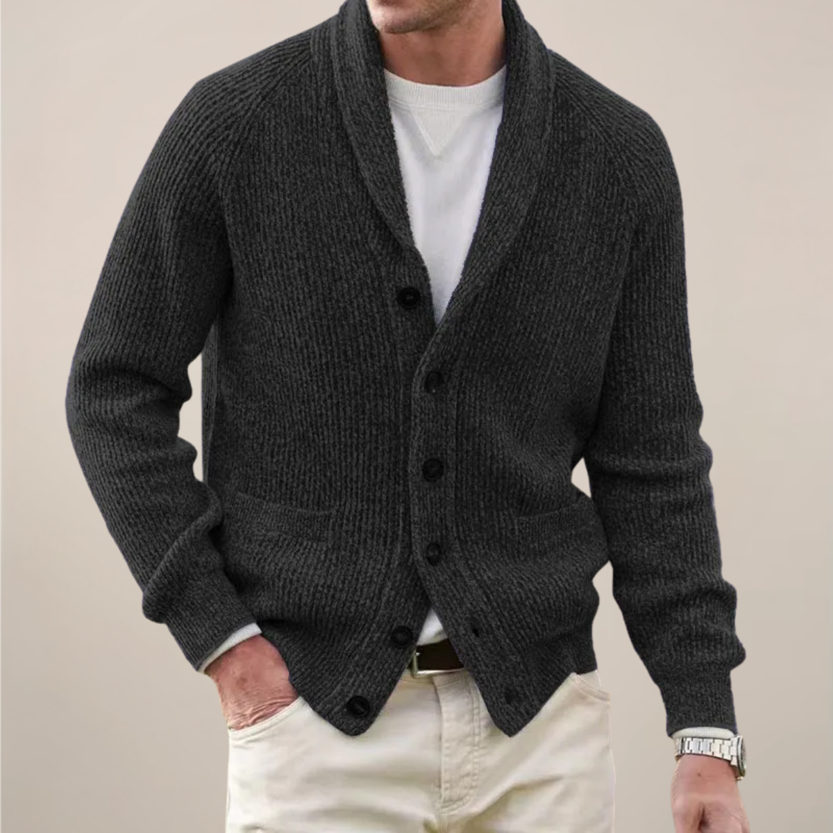 Herren Strickjacke FrühjahrSchalKragen Bequem