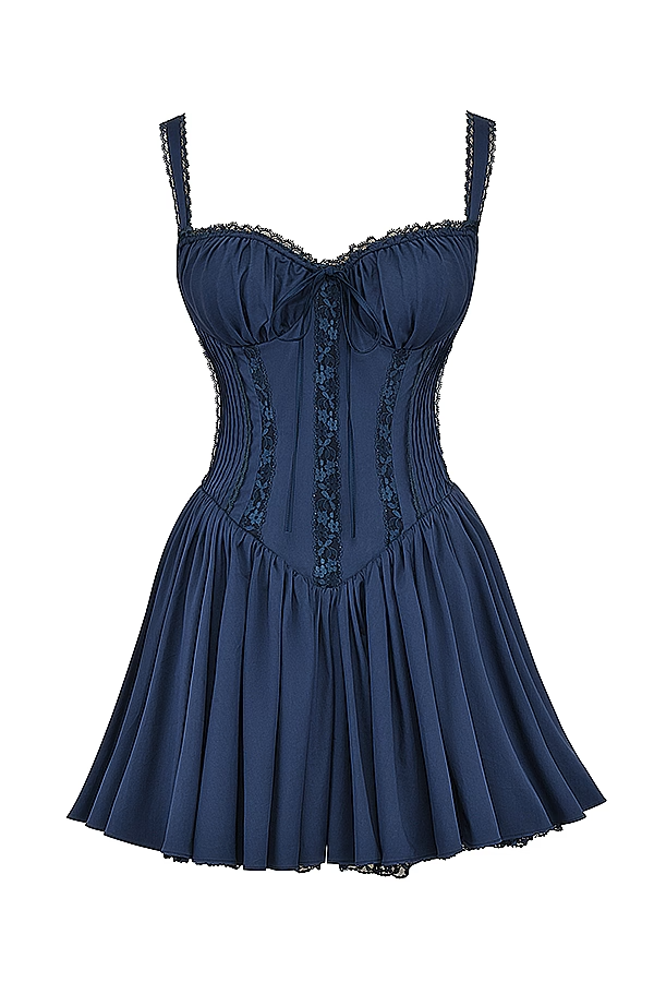 Korsett Minikleid mit Trägern Rüschen DetailSexy