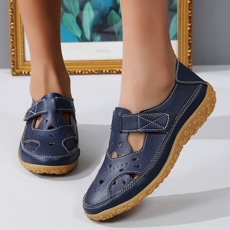 Leichte Sommerschuhe Klettverschluss Lochmuster Damen Schuhe