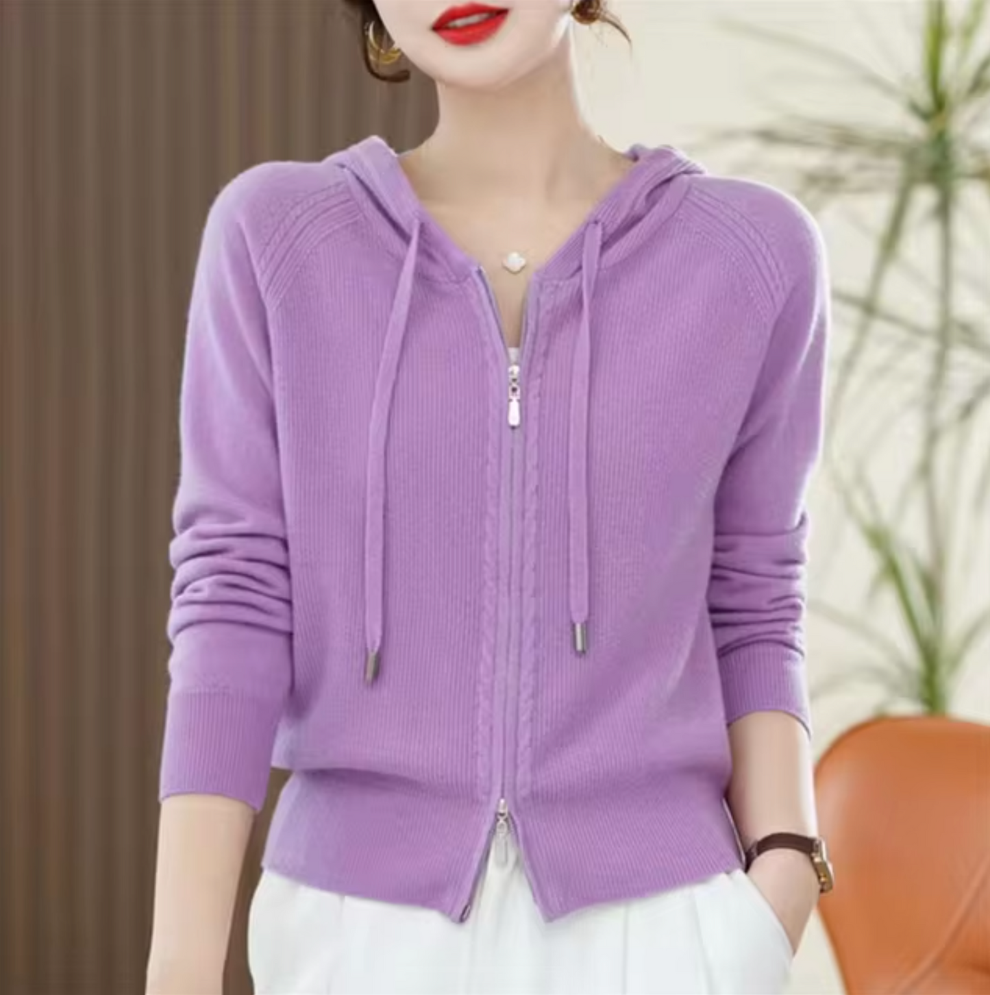 Strick Hoodie Damen Warm Oversized