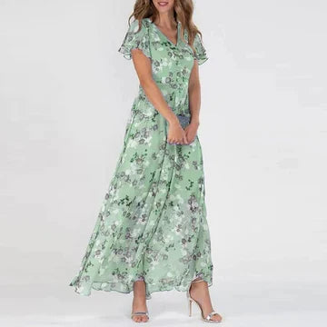 Sommerkleid Lang Blumenmuster Damenkleid Elegant