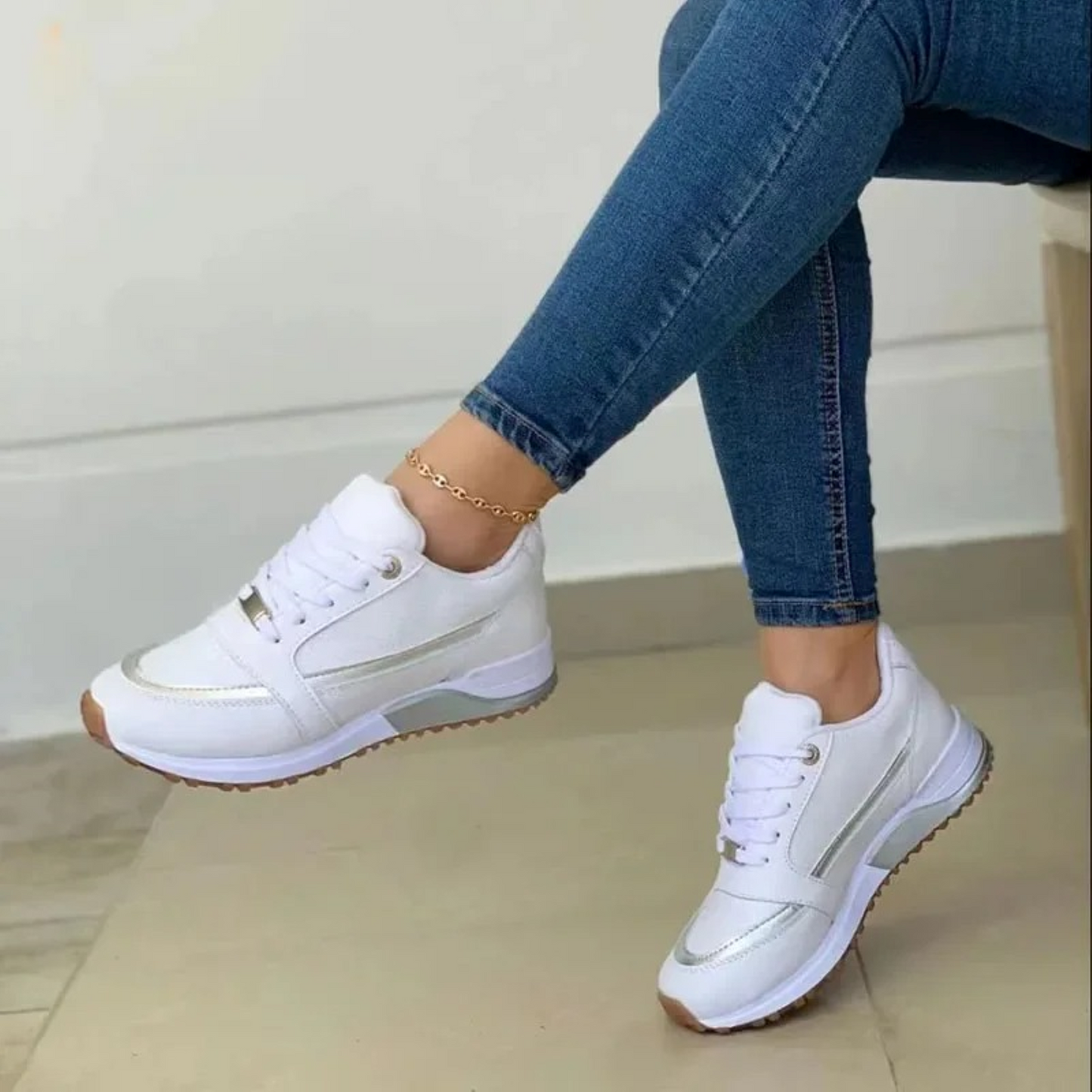 Damen Schuhe Weiß Leder Sportschuhe Weich - BerlinGlamour