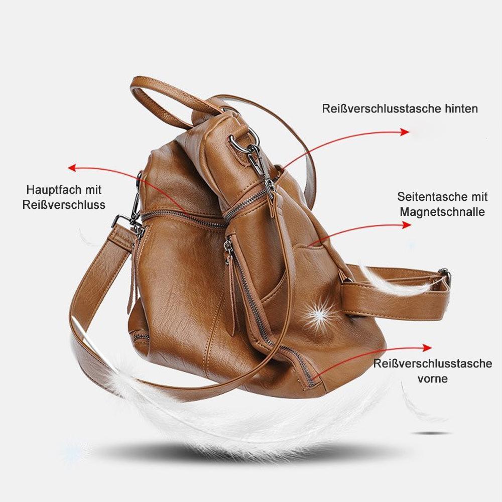 Großer Leder Rucksack Kapazitiv Modern