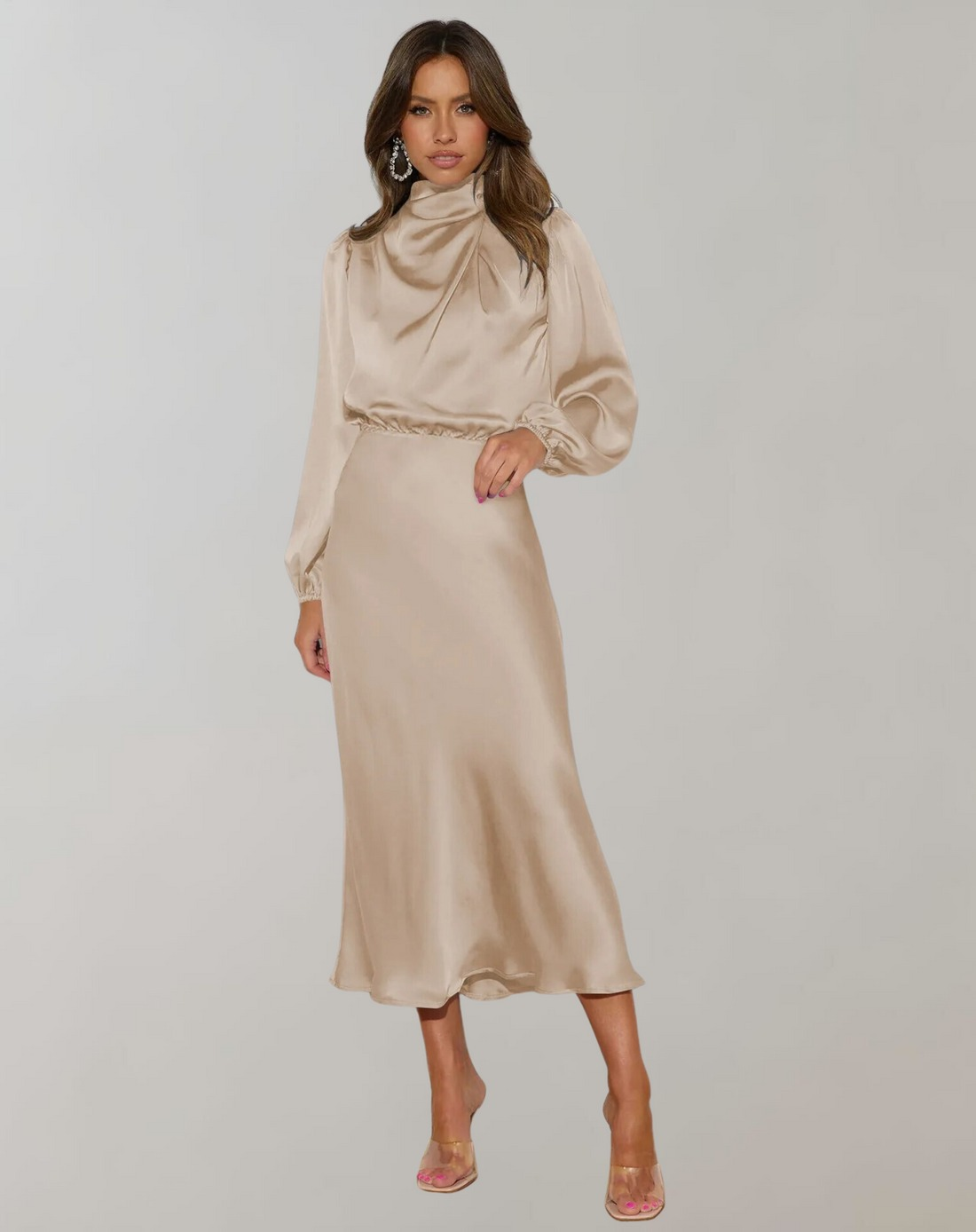 Elegantes Abendkleid Damen Langärmelig Schwarzes Cocktailkleid