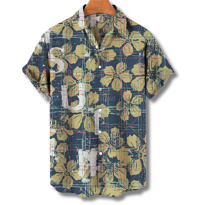 Hawaiihemd Kurzarm Flamenco Blumen Print Sommer