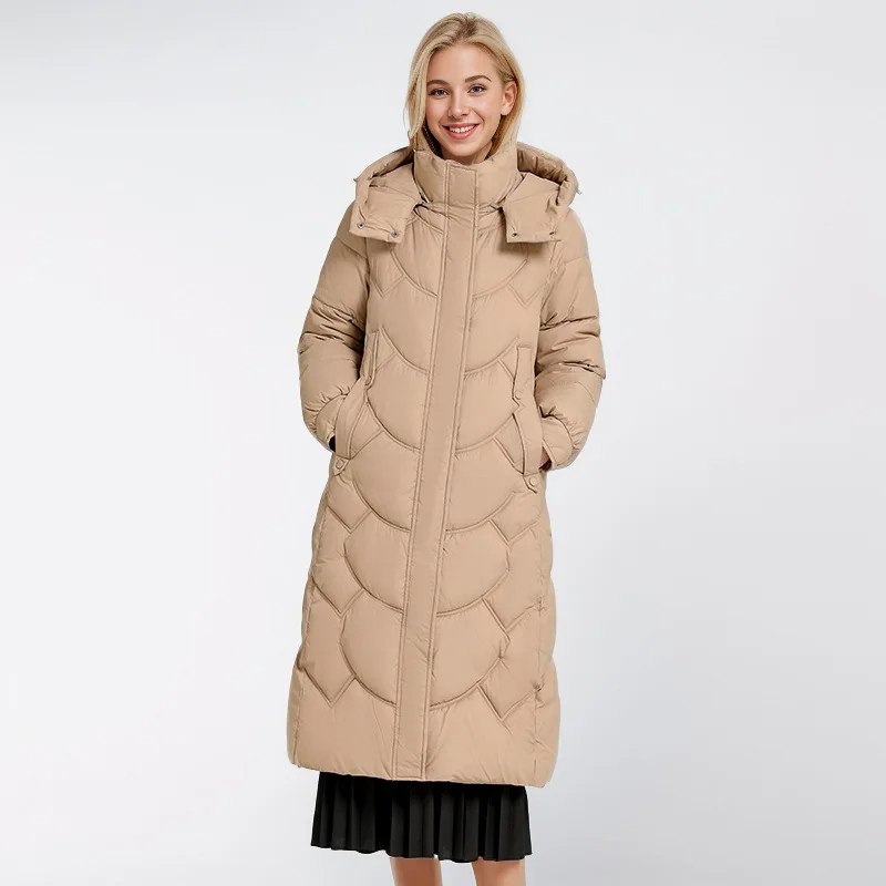 Langer Daunenmantel Steppjacke Winterwarm