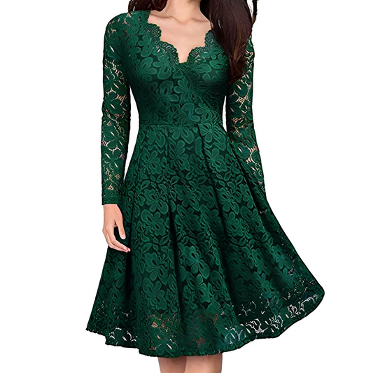 Elegantes Damenkleid Langärmlig V-Ausschnitt Modern - BerlinGlamour