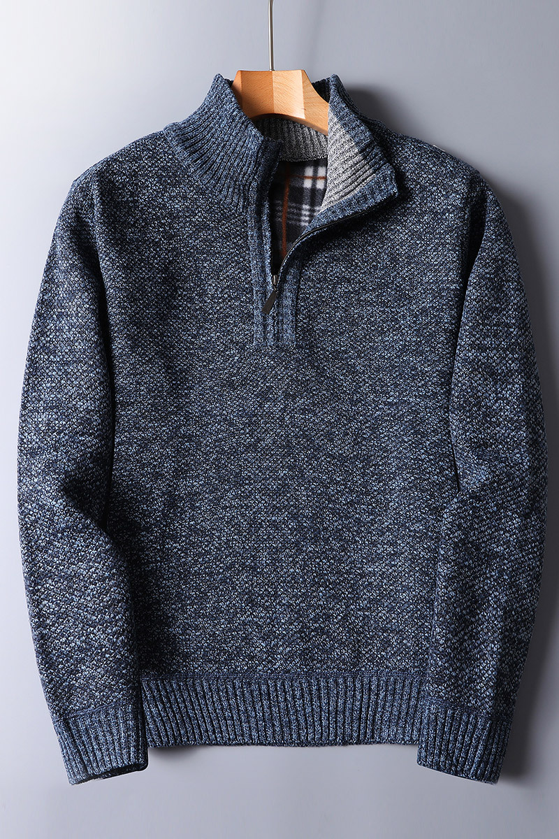 Herren Strickpullover Reißverschluss Warm Bequem