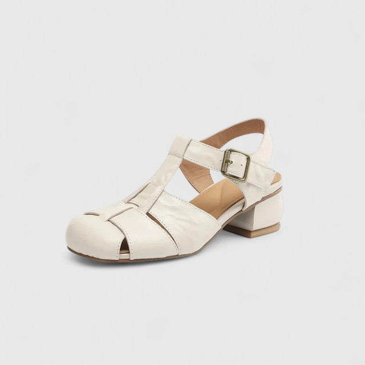 Damen Sandalen Peeptoe Blockabsatz Vintage Stil - BerlinGlamour