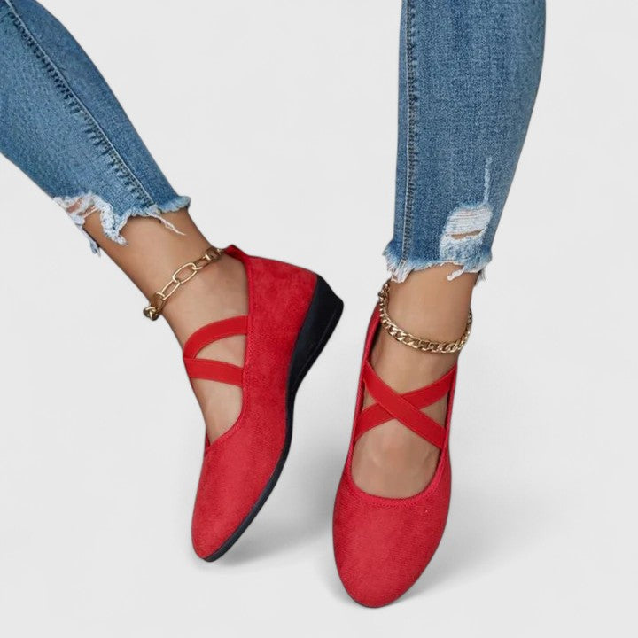Damen Flats Rundzehen Keilabsatz Schuhe Frühling