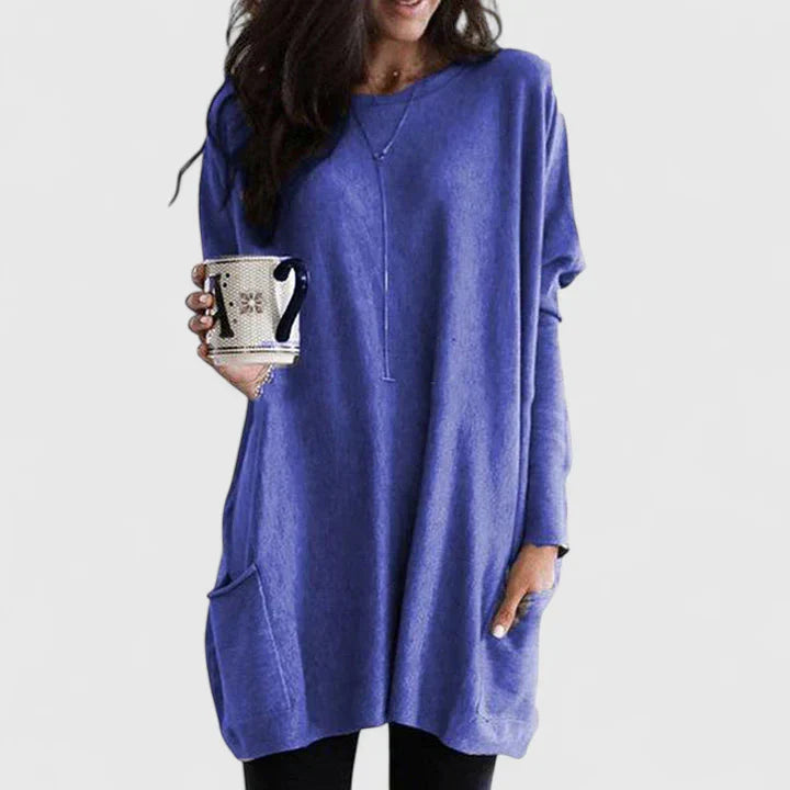 Damen Tunikakleid Lässig Langarm Sommerkleid