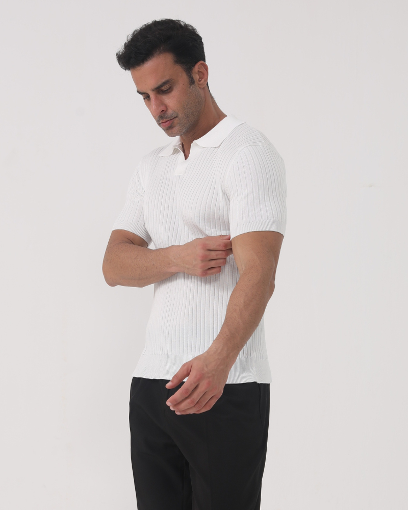 Herren Poloshirt V-Ausschnitt Strick Qualität